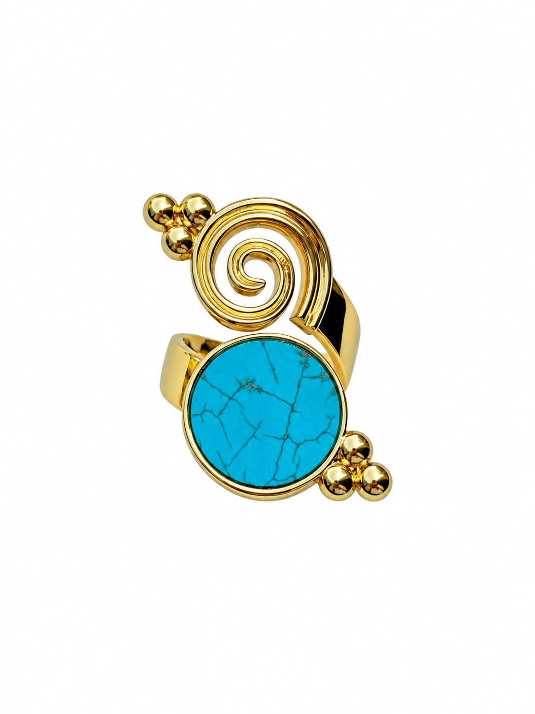 Turquoise Swirl Ring in Gold