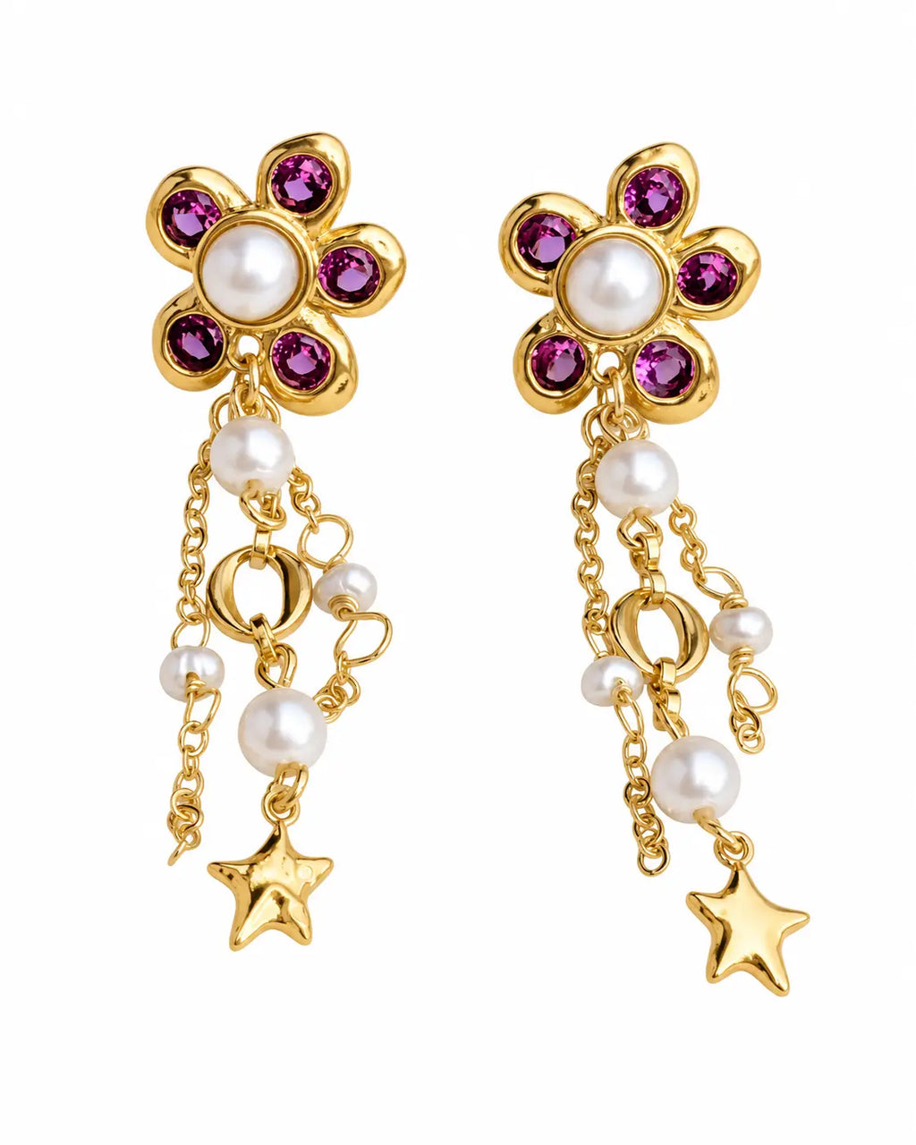 Pearl Petal Drop Earrings