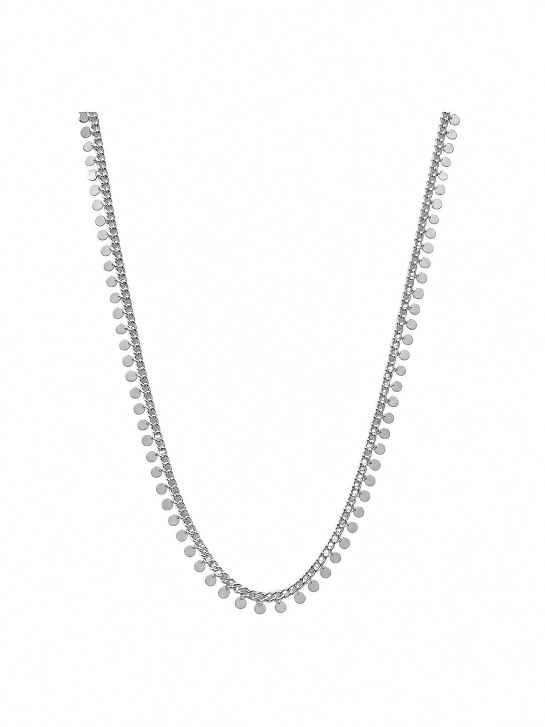 Silver Sequin Long Necklace